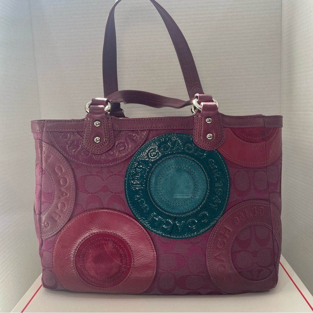 Coach Galaxy Mutlicolor Circle Patchwork Canvas &… - image 4